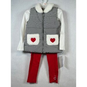 Kids Headquarters 3 Piece Set Girls Size 6X NWT Puffer Vest Shirt Leggings